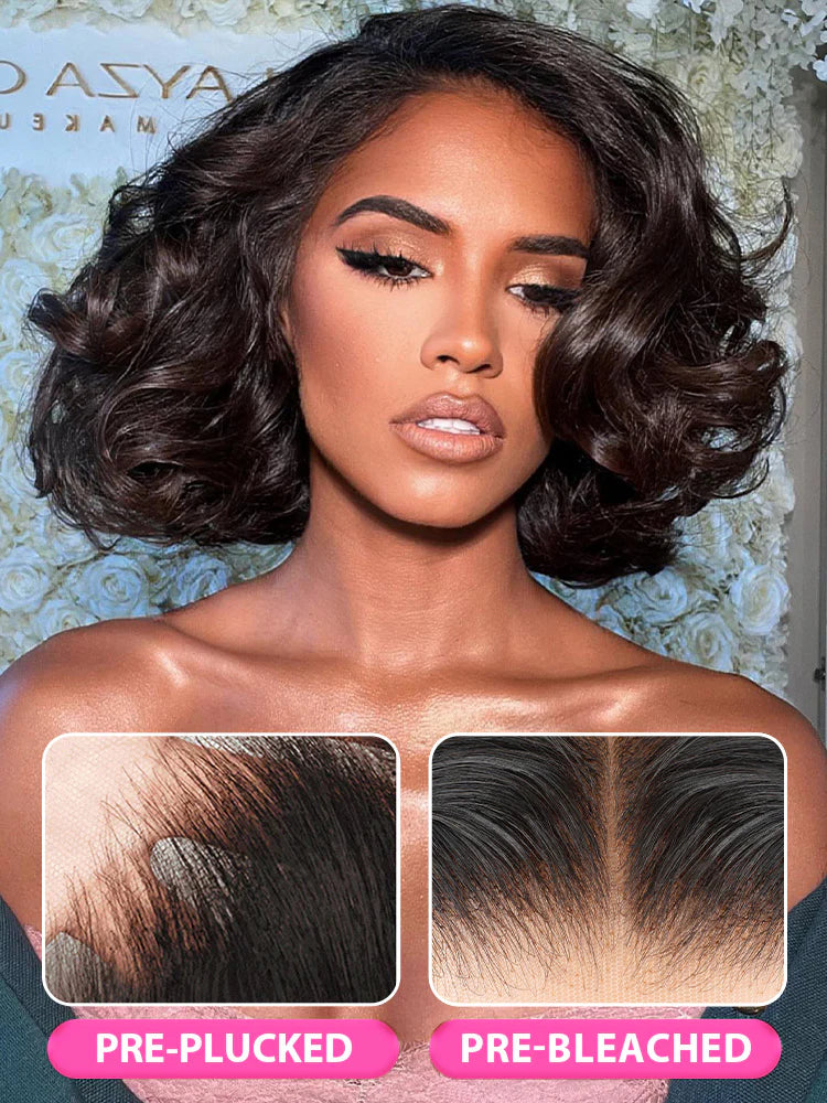 Short Cut Body Wave Hair 13x4 Lace Front Bob Wigs Pre Plucked For Women