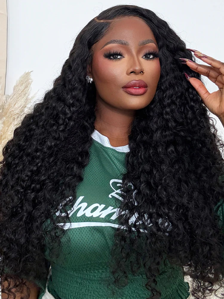 13x4 Swiss HD Lace Frontal Pre-bleached Water Wave Hair Pre plucked Lace Front Wigs