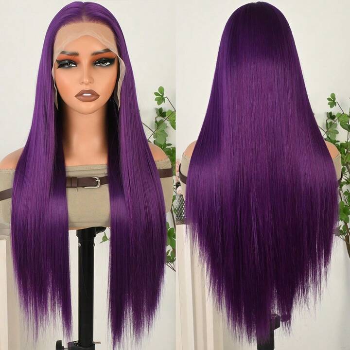 13X6 Free Part Platinum Blonde Lace Front Wigs 28 Inch Pre Plucked Long Straight Hair Wigs Glueless Soft Ash Blonde Colored Wigs Heat Resistant Fiber Hair Synthetic Lace Front Wigs For Women For Daily Christmas Party Cosplay Use