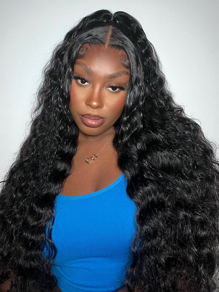 13x4 Swiss HD Lace Frontal Pre-bleached Water Wave Hair Pre plucked Lace Front Wigs