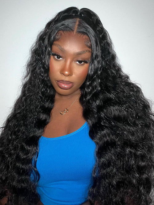 13x4 Swiss HD Lace Frontal Pre-bleached Water Wave Hair Pre plucked Lace Front Wigs