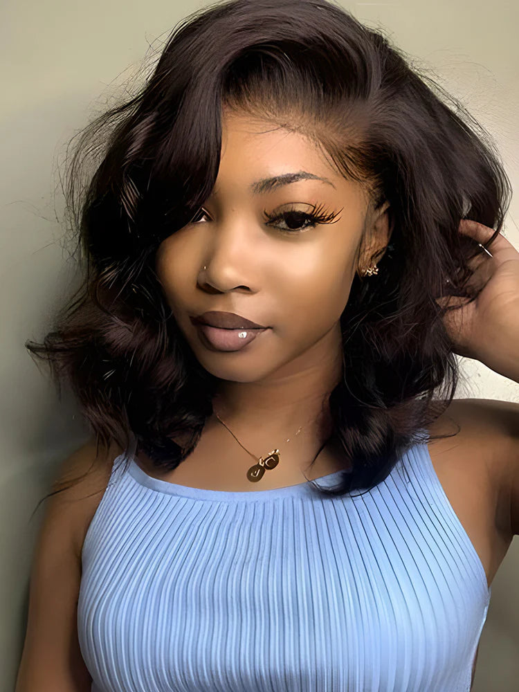 Short Cut Body Wave Hair 13x4 Lace Front Bob Wigs Pre Plucked For Women