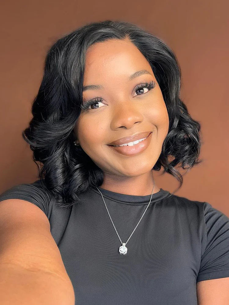 Short Cut Body Wave Hair 13x4 Lace Front Bob Wigs Pre Plucked For Women