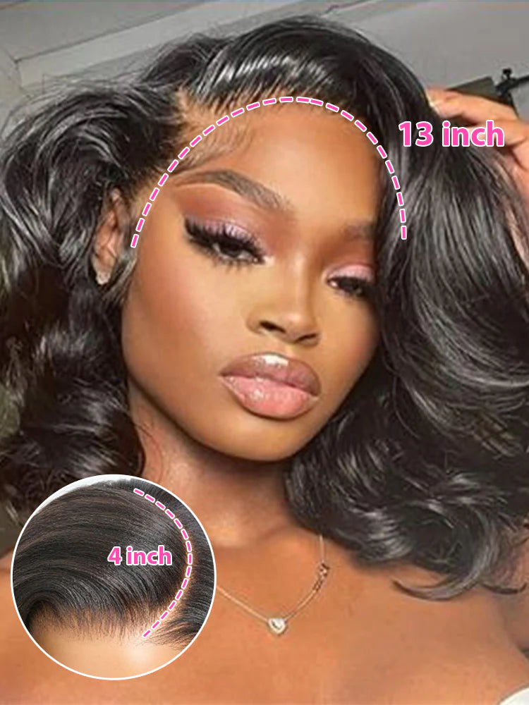 Short Cut Body Wave Hair 13x4 Lace Front Bob Wigs Pre Plucked For Women