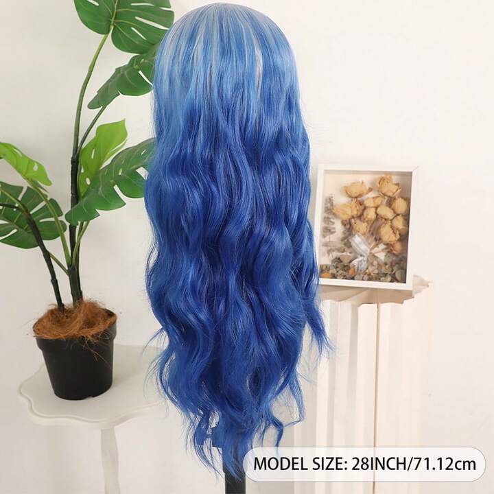 13x4 Free Part HD Lace Front Wig Ombre Purple Color Long Body Wave Synthetic Hair 180% Density Pre-Plucked Glueless Purple Ombre Colored Long Wavy Hair 26 Inch Free Part Soft Natural Look For Women Versatile Styling Options